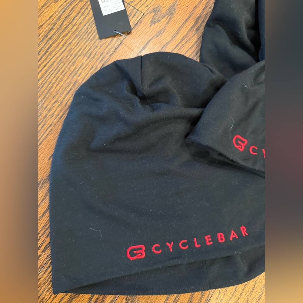 CycleBar beanie Black Tag with Red Logo